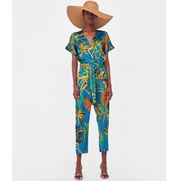 zara printed jumpsuit